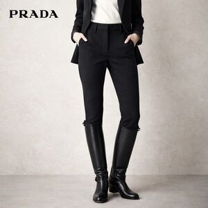 Prada Black Virgin Wool Blend Equestrian Riding Pants Size 8 Made in Italy